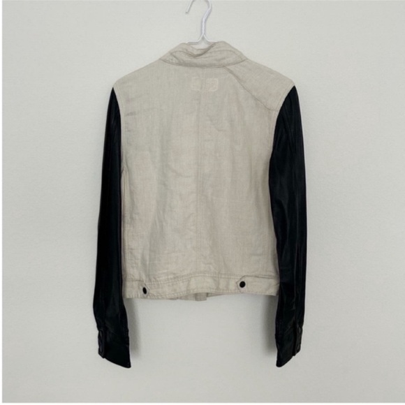 Rag & Bone Linen Twill and Leather Moto Jacket Natural NWT - Picture 7 of 11